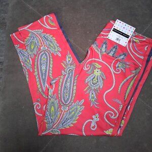 Gretchen Scott Jock Girl The Plume Coral Stretch Crop Leggings NWT Sz L